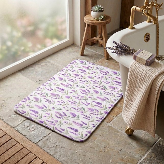 Tapis De Bain Purple Sage Green Lavender Flowers (Créateur téléchargé)