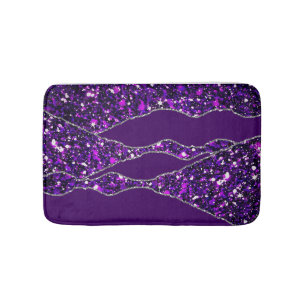 Tapis De Bain Purple Silver Luxury Elégant Texture Liquide