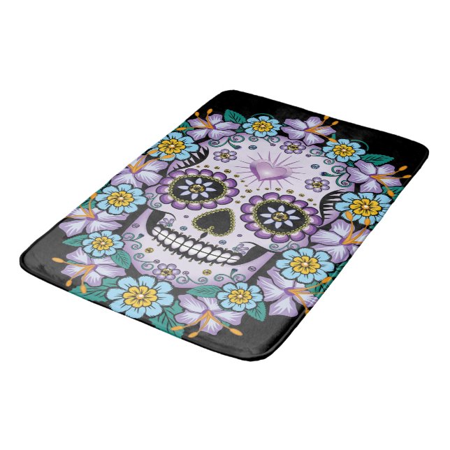 Tapis De Bain Purple Sugar Skull (Angle)