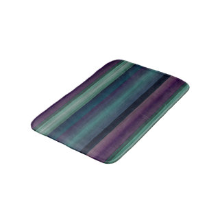 Tapis De Bain Purple Turquoise Bleu Vert Aquarelle Rayures Motif