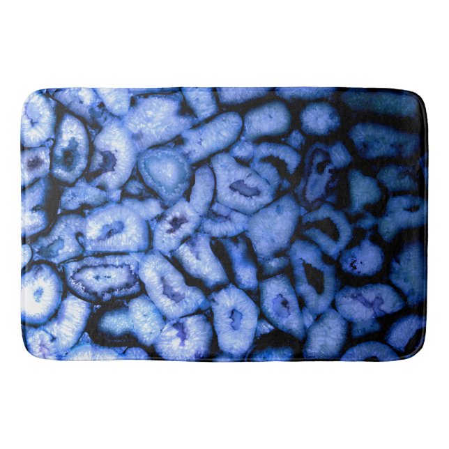 Tapis De Bain Quartz bleu, Agate bleu, Geodes bleues (Devant)