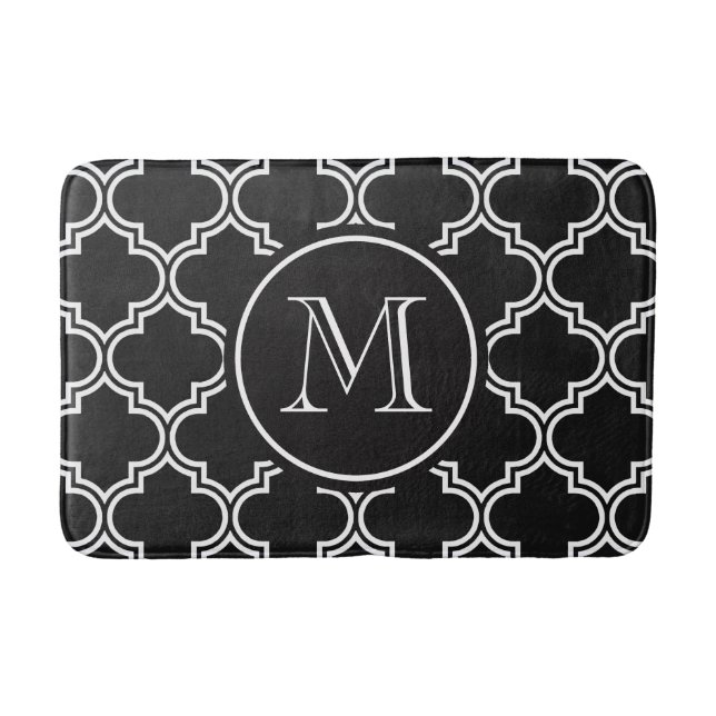 Tapis De Bain Quatrefoil noir et blanc (Devant)