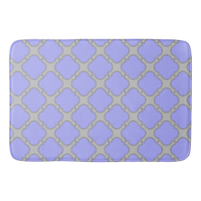 Tapis De Bain Quatrefoil periwinkle et gris (Devant)