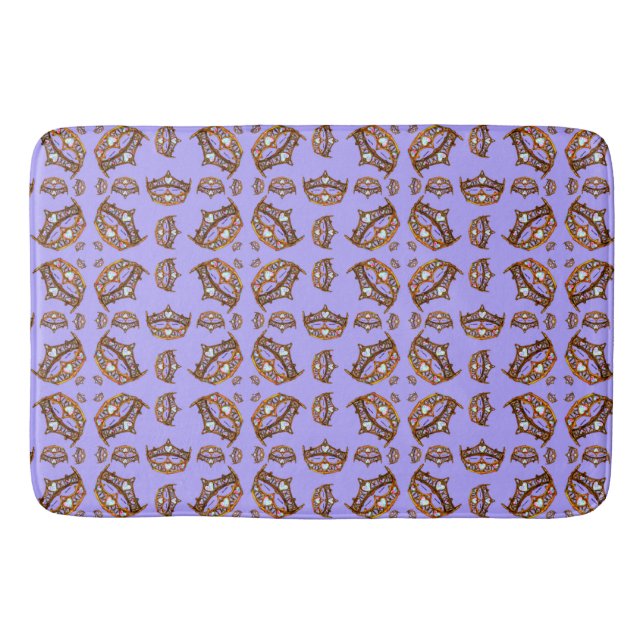 Tapis De Bain Queen Hearts Gold Crown Tiara motif periwinkle (Devant)