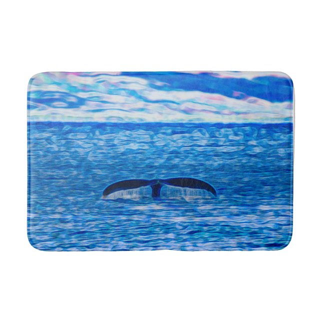 Tapis De Bain Queue de baleines Bleu profond Océan (Devant)