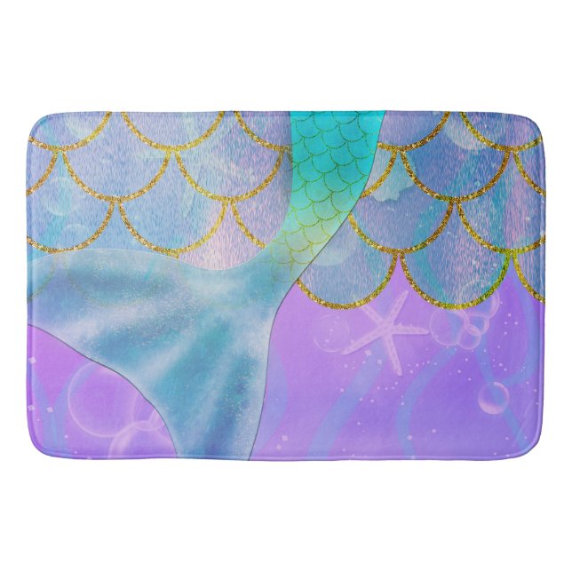 Tapis De Bain Queue de sirène iridescente perle scintillement ét (Devant)