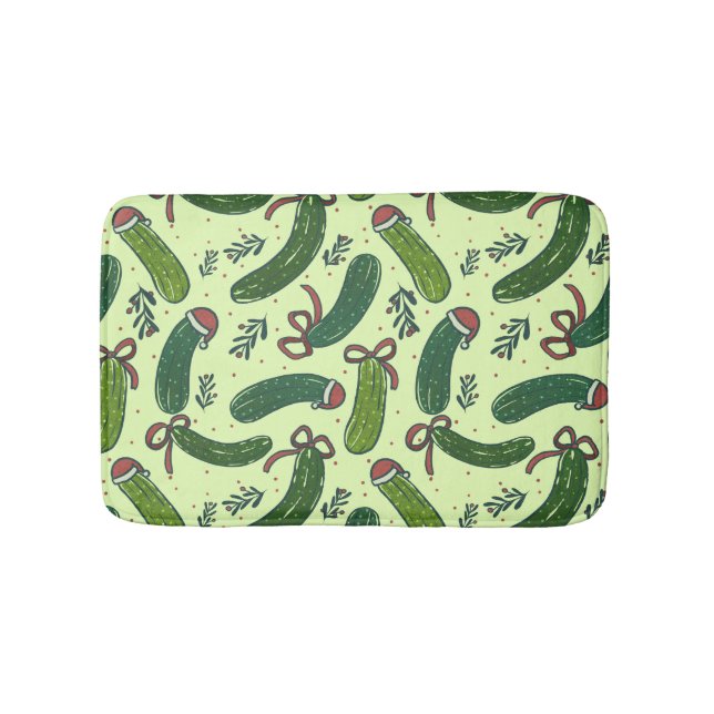 Tapis De Bain Quirky Festive Pickles de Noël Motif (Devant)