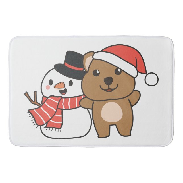 Tapis De Bain Quokka Avec Snowman En Hiver À Noël (Devant)