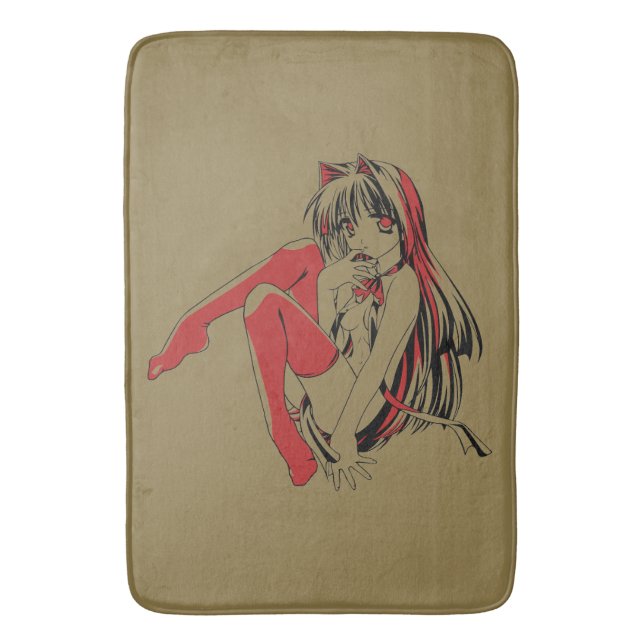 Tapis De Bain R & B Manga, Neko Catgirl Furry Loli Anime (devant Vertical)
