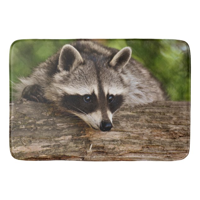 Tapis De Bain Raccoon mignon reposant sur un journal (Devant)