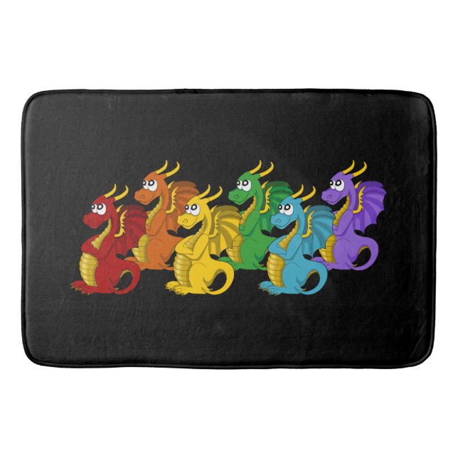 Tapis De Bain Rainbow colorful dragons cartoon  (Devant)