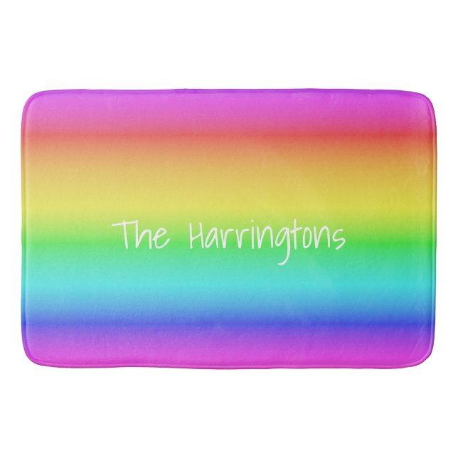 Tapis De Bain Rainbow Gradient nom personnalisé nattes de bain (Devant)