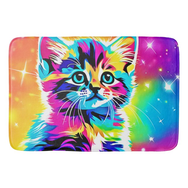 Tapis De Bain Rainbow Kitten Portrait (Devant)