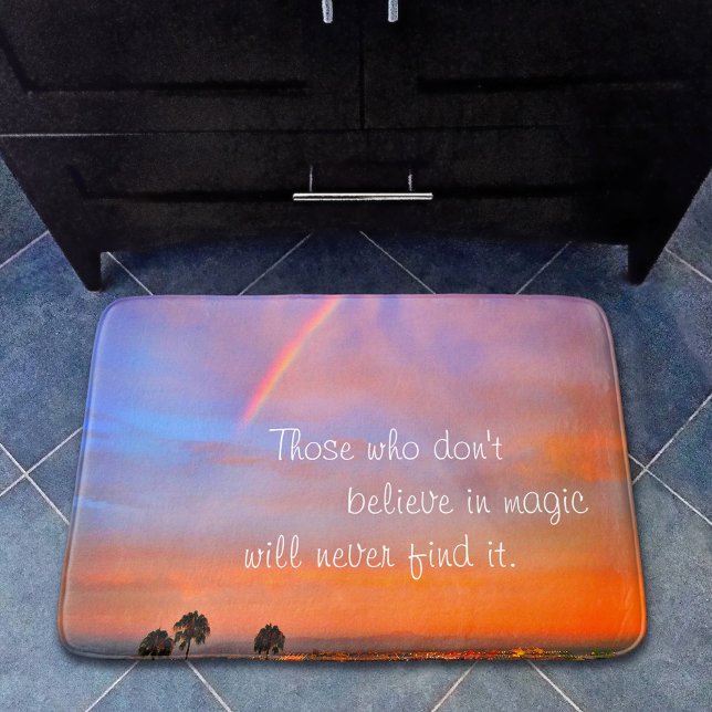 Tapis De Bain Rainbow Sunset Photo Croire en Citation Magique Sc (Créateur téléchargé)