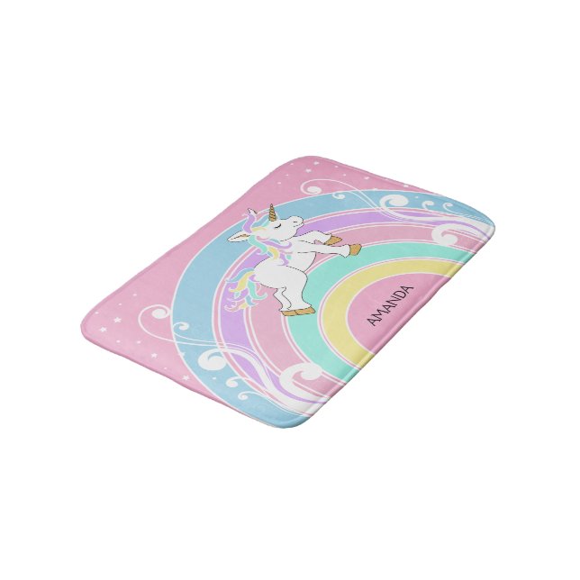 Tapis De Bain Rainbow Unicorn Bath Mat (Angle)