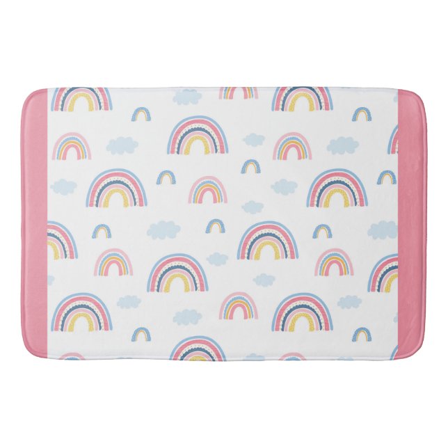 Tapis De Bain Rainbows Boho Rose Bleu Jaune Fun Girl (Devant)