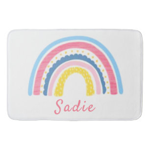Tapis De Bain Rainbows Boho Rose Bleu Jaune Nom mignon