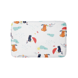 Tapis De Bain Rainy Day Friends : Chien de chat Vintage