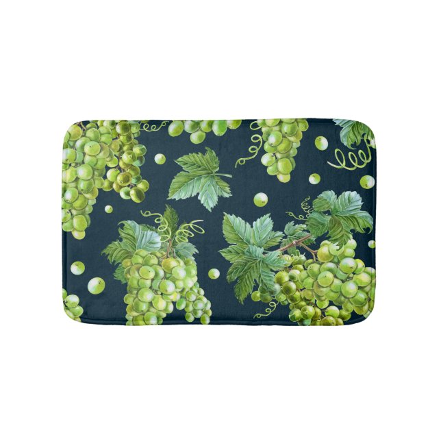 Tapis De Bain Raisin vert : Aquarelle Motif foncé (Devant)