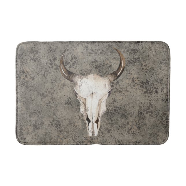 Tapis De Bain  Ranch rustique sud-ouest crâne marron éclaboussur (Devant)