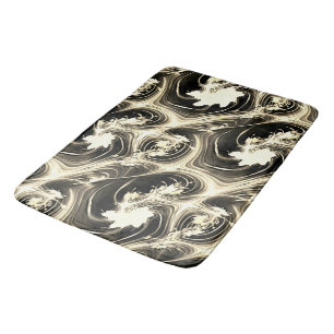 Tapis De Bain Rapport fractal tordu de traits beiges lumineux