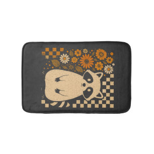Tapis De Bain Raton laveur Halloween à carreaux rétro