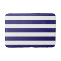 Tapis de bain rayé bleu et blanc de minuit