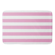 Tapis de bain rayé horizontal cabane rose clair et