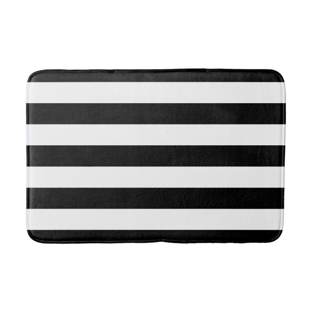 Tapis de bain rayé noir et blanc (Devant)