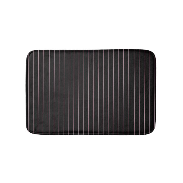 Tapis De Bain rayé noir et rose (Devant)