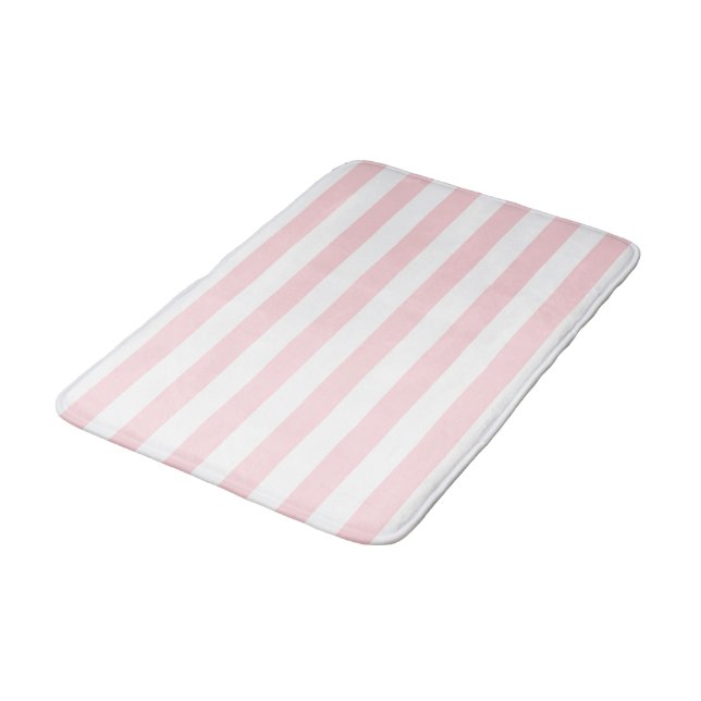 Tapis de bain rayé rose et blanc  (Angle)