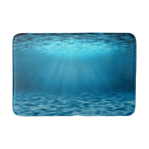 Tapis De Bain Rayons de lumière sous-marins bleus de l'océan