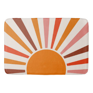 Tapis De Bain Rayons Soleil Rétro Coucher Soleil Orange Jaune Ro