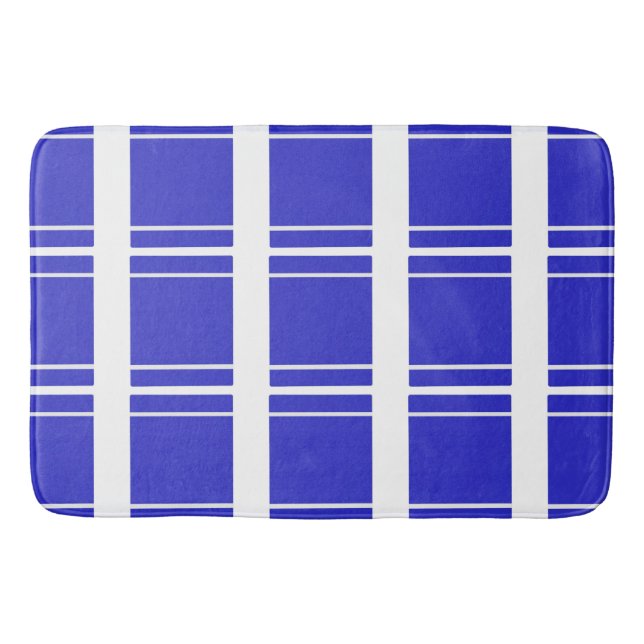 Tapis De Bain Rayure Bandée Bleu Blanc (Devant)