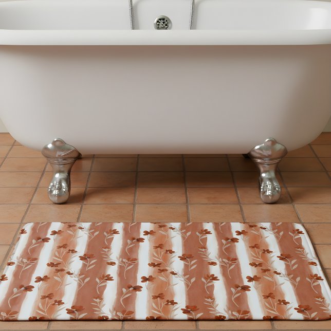 Tapis De Bain Rayure de fleur sauvage en terre cuite (Créateur téléchargé)