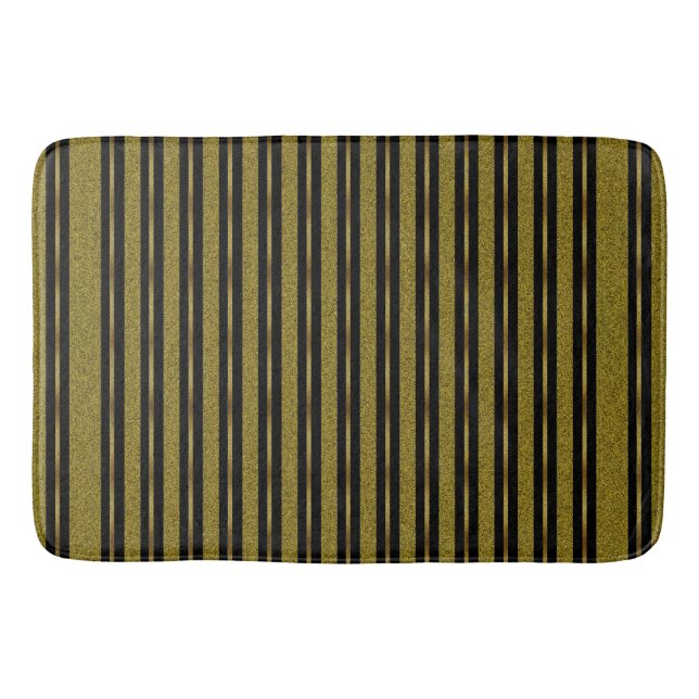 Tapis De Bain Rayure élégante noir et or (Devant)