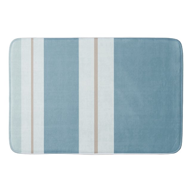 Tapis De Bain Rayure Horizon Bleu Nordique  (Devant)