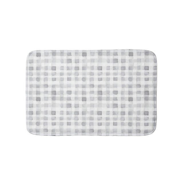 Tapis De Bain Rayures à carreaux gris blanc  (Devant)