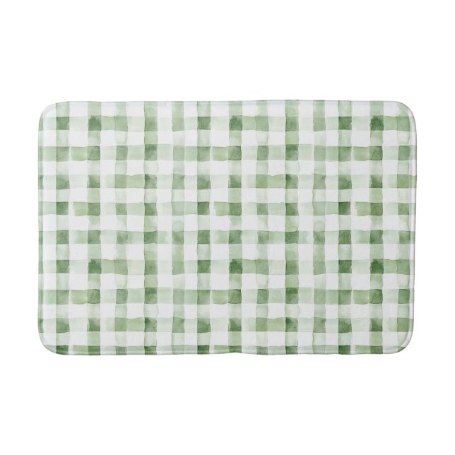 Tapis De Bain Rayures à carreaux verts blancs (Devant)