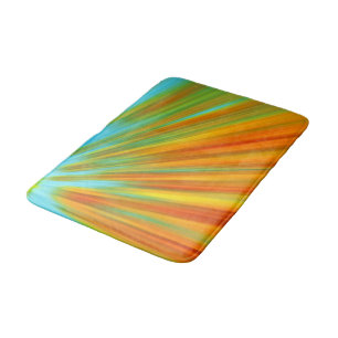 Tapis De Bain rayures Abstraites rouge jaune orange vert sur ble