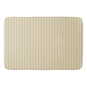 Tapis De Bain Rayures beiges et blanches kaki de cabane