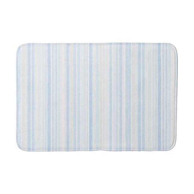 Tapis De Bain Rayures Blanches Bleu Bébé (Devant)