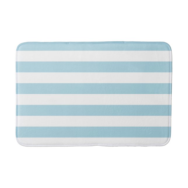 Tapis De Bain Rayures Bleu Clair et Blanc (Devant)