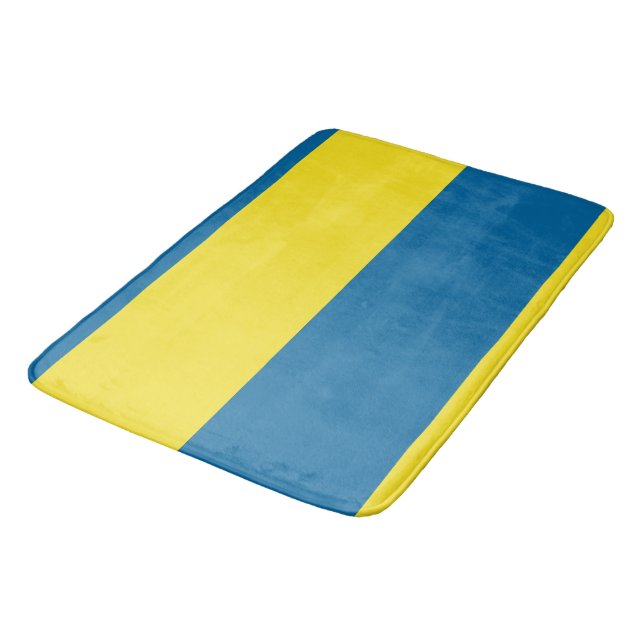 Tapis De Bain Rayures | Bleu et jaune | Personnalisable (Angle)