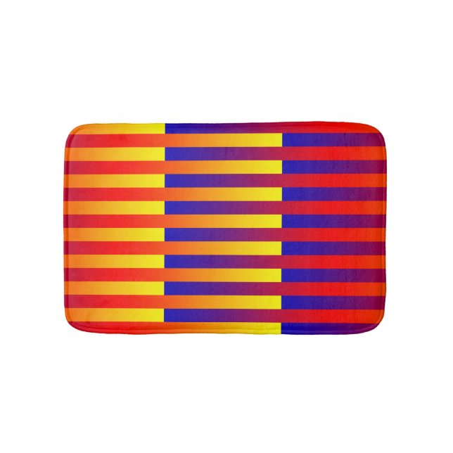 Tapis De Bain Rayures Bleu Rouge Jaune (Devant)