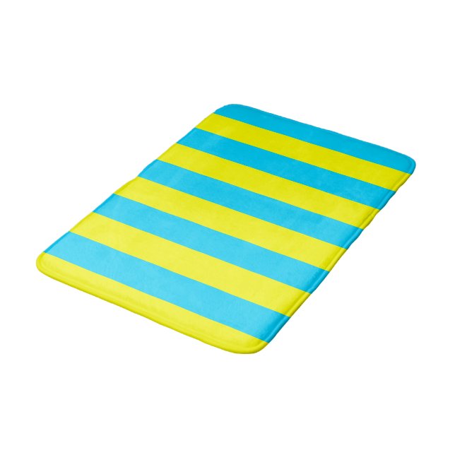 Tapis De Bain Rayures Bleues et Jaunes Clair (Angle)