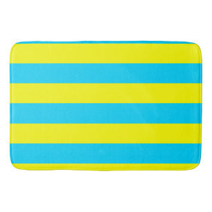 Tapis De Bain Rayures Bleues et Jaunes Clair