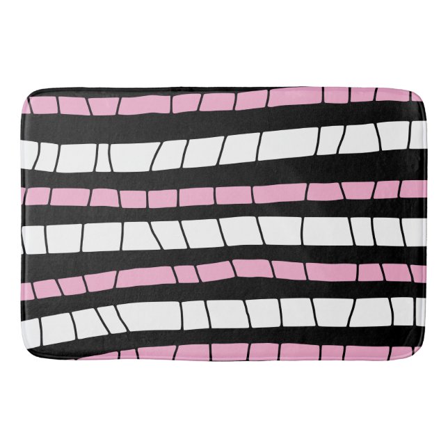 Tapis De Bain Rayures brisées abstraites (Devant)