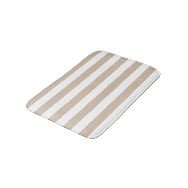 Tapis De Bain Rayures Brown et blanches claires (Angle)