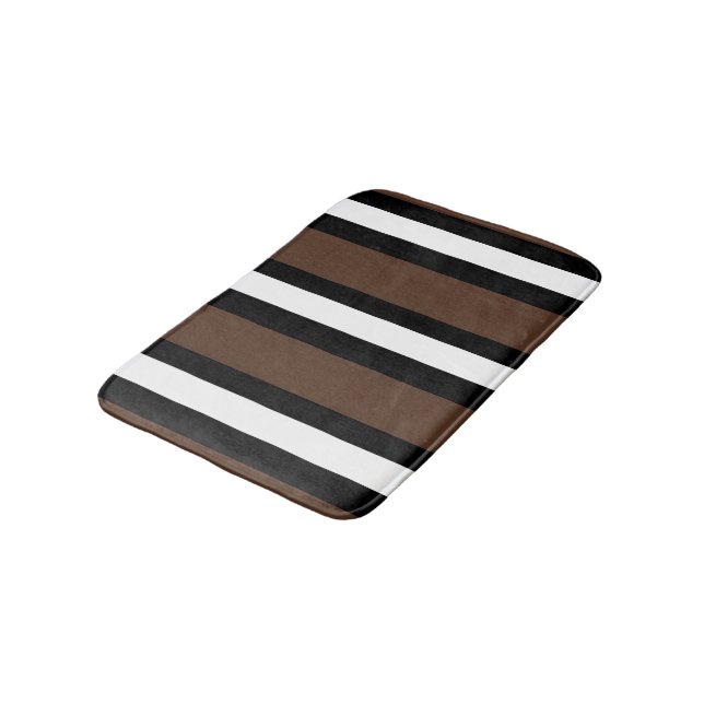 Tapis De Bain rayures Brown, noir et blanc (Angle)